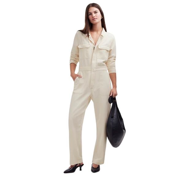 NWT Madewell Utility Coveralls Vintage Ivory Size L - Picture 1 of 13